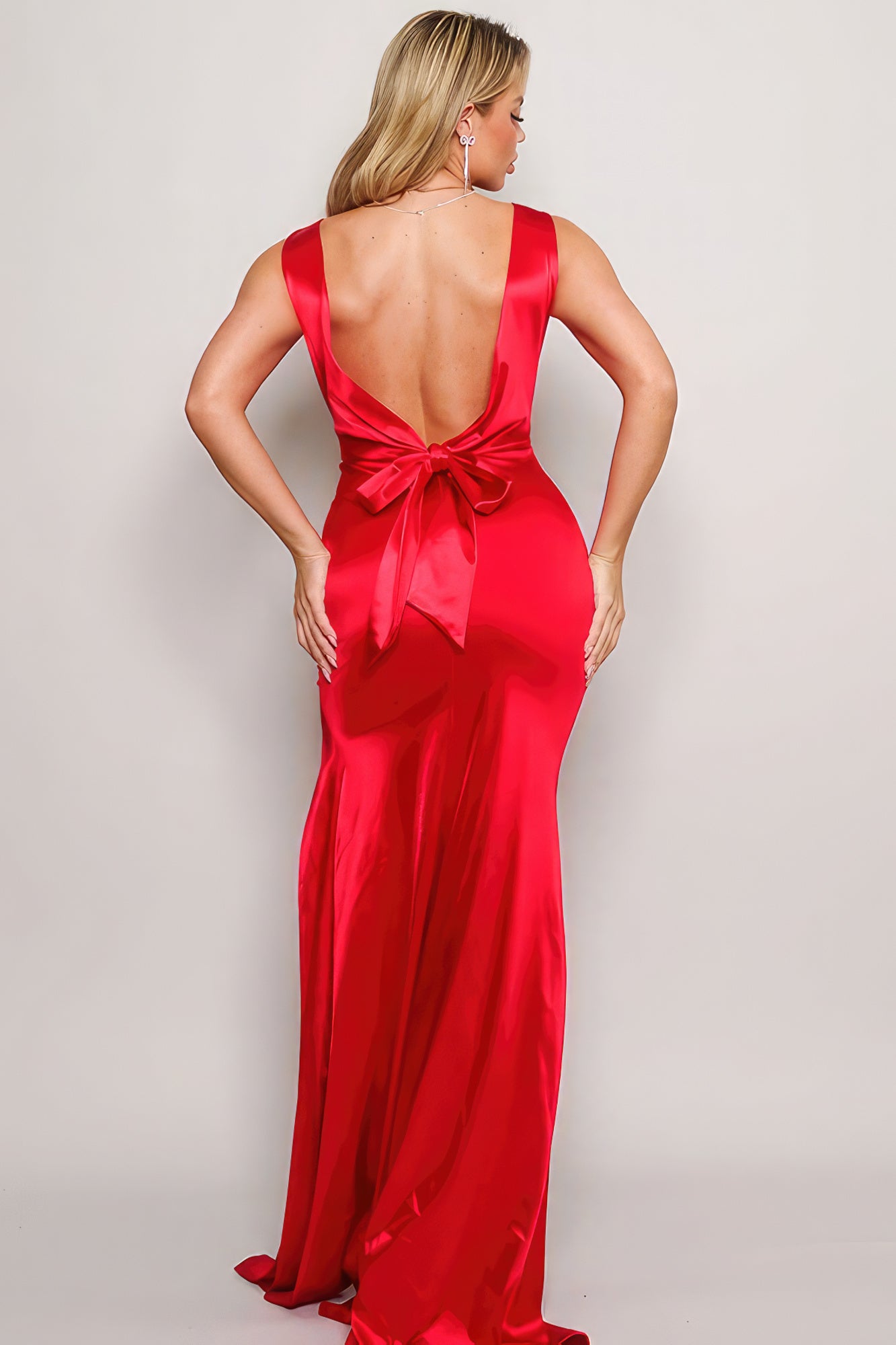 Sleeveless Deep V Low Back Bow Maxi Dress-58332b.S-Select Size: S, M, L-Love It Clothing