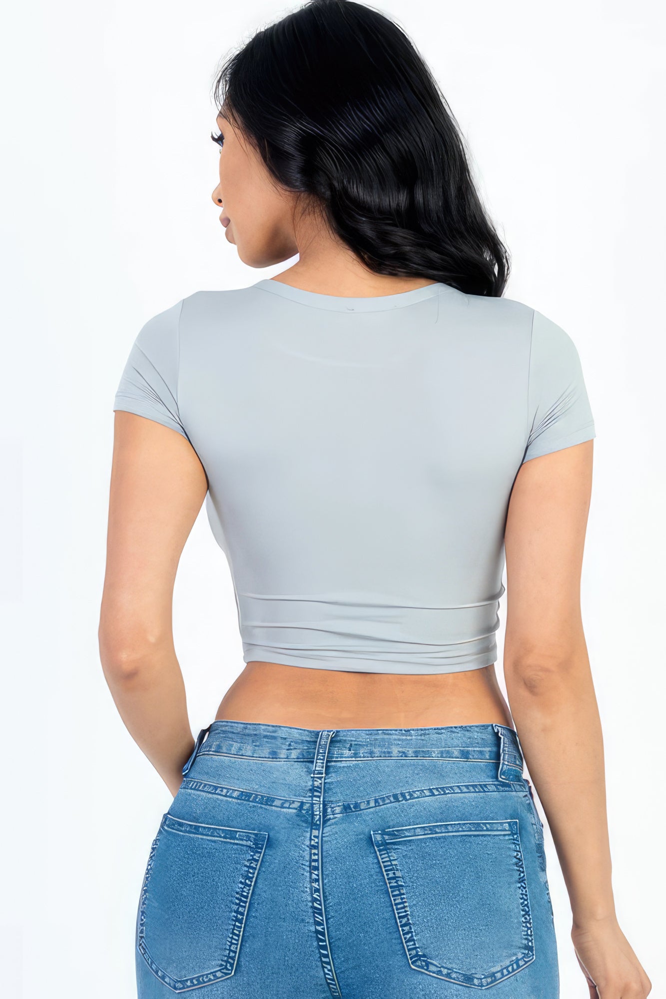 Short Sleeve Roundneck Crop Top-58365h.S-Select Size: S, M, L-Love It Clothing