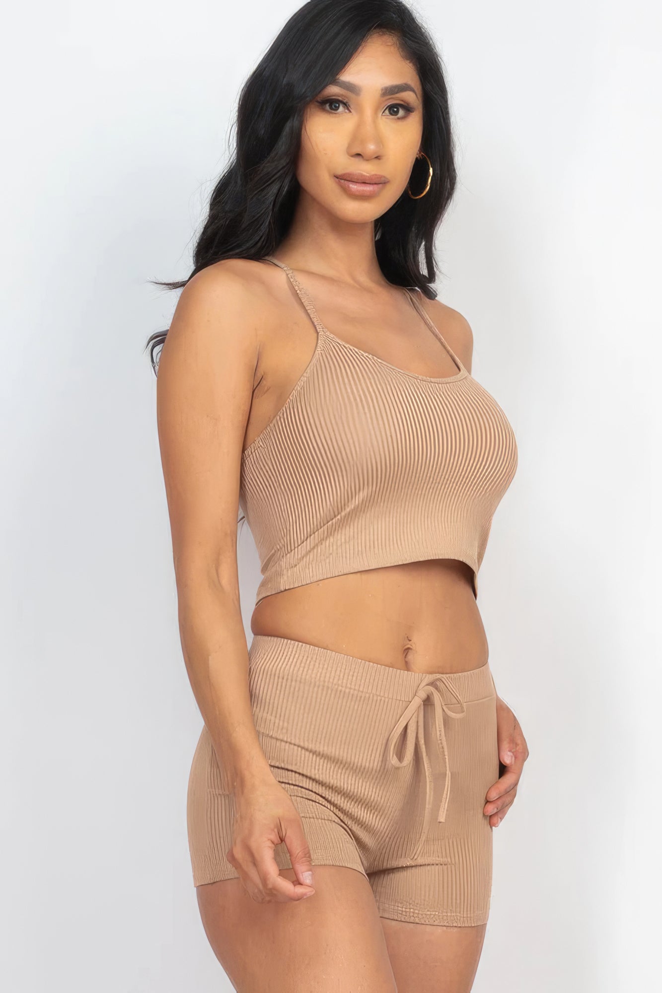 Ribbed Crop Cami Top & Shorts Set-58369e.S-Select Size: S, M, L-Love It Clothing