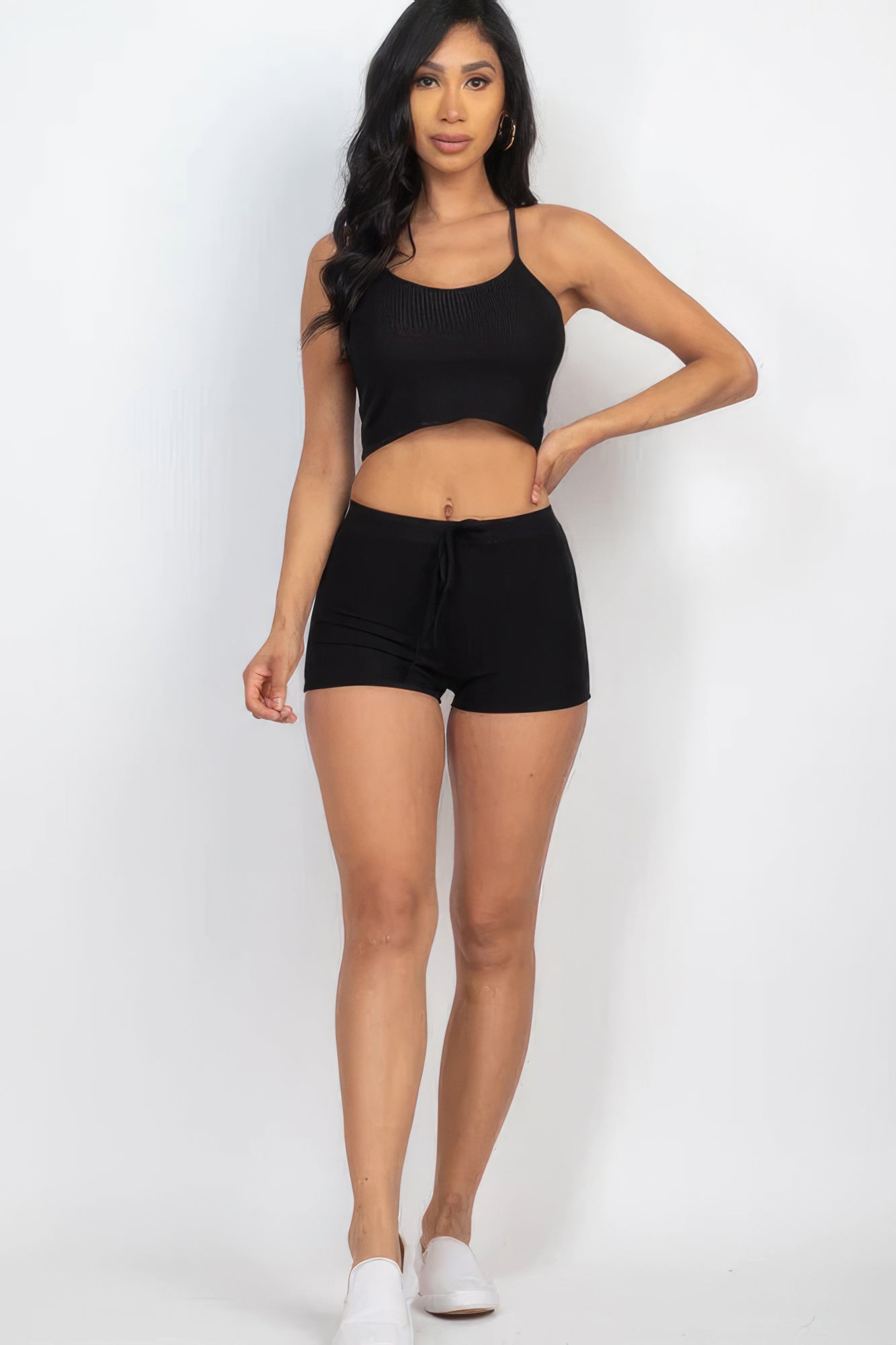 Ribbed Crop Cami Top & Shorts Set-58369e.S-Select Size: S, M, L-Love It Clothing