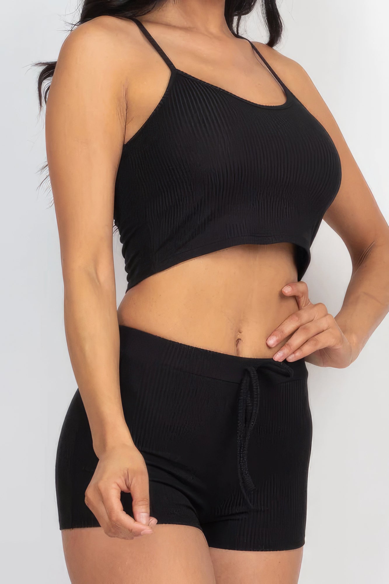 Ribbed Crop Cami Top & Shorts Set-58369e.S-Select Size: S, M, L-Love It Clothing