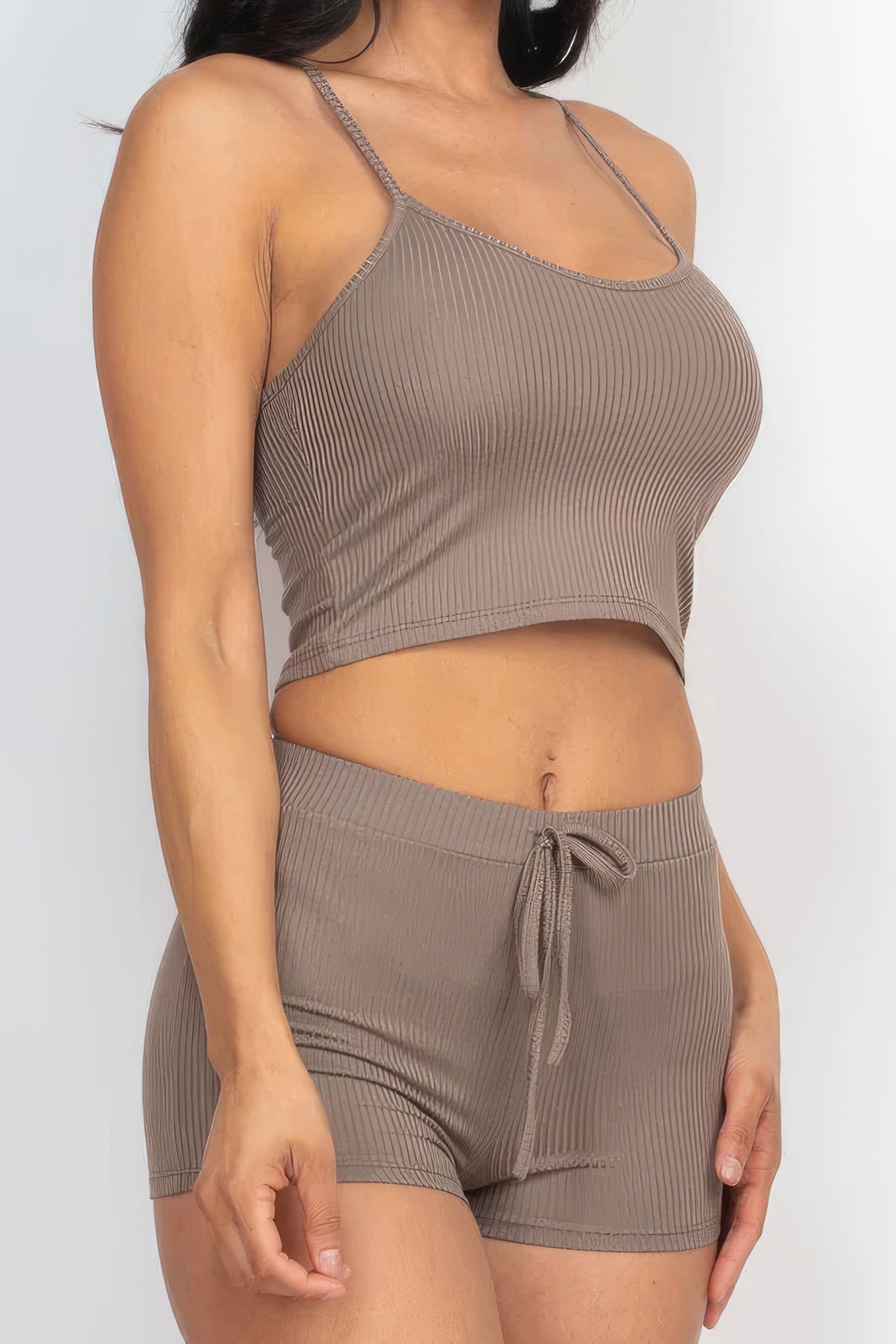 Ribbed Crop Cami Top & Shorts Set-58369e.S-Select Size: S, M, L-Love It Clothing