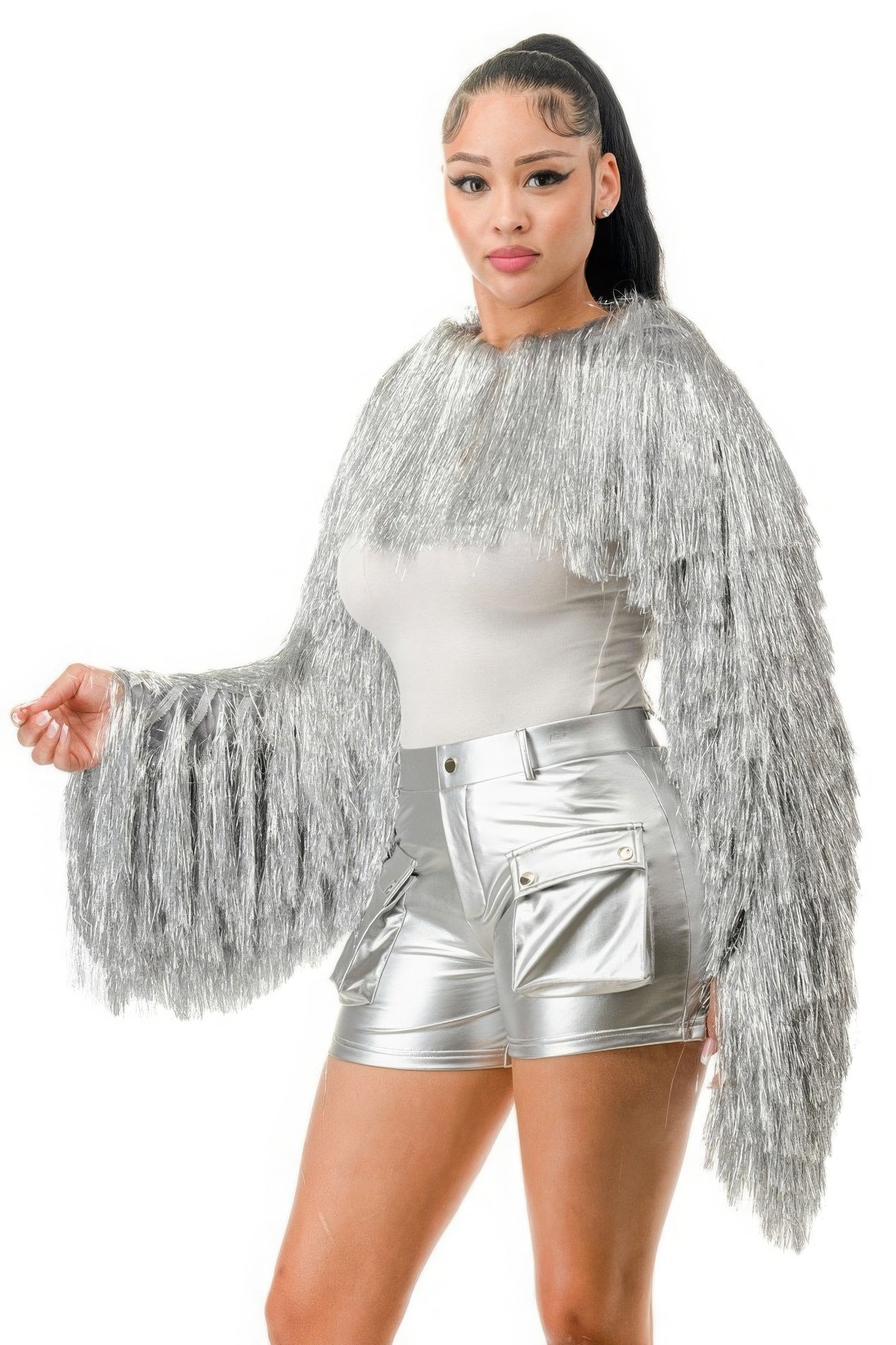 Metallic Tinsel Bolero-58392a.S-Select Size: S-Love It Clothing