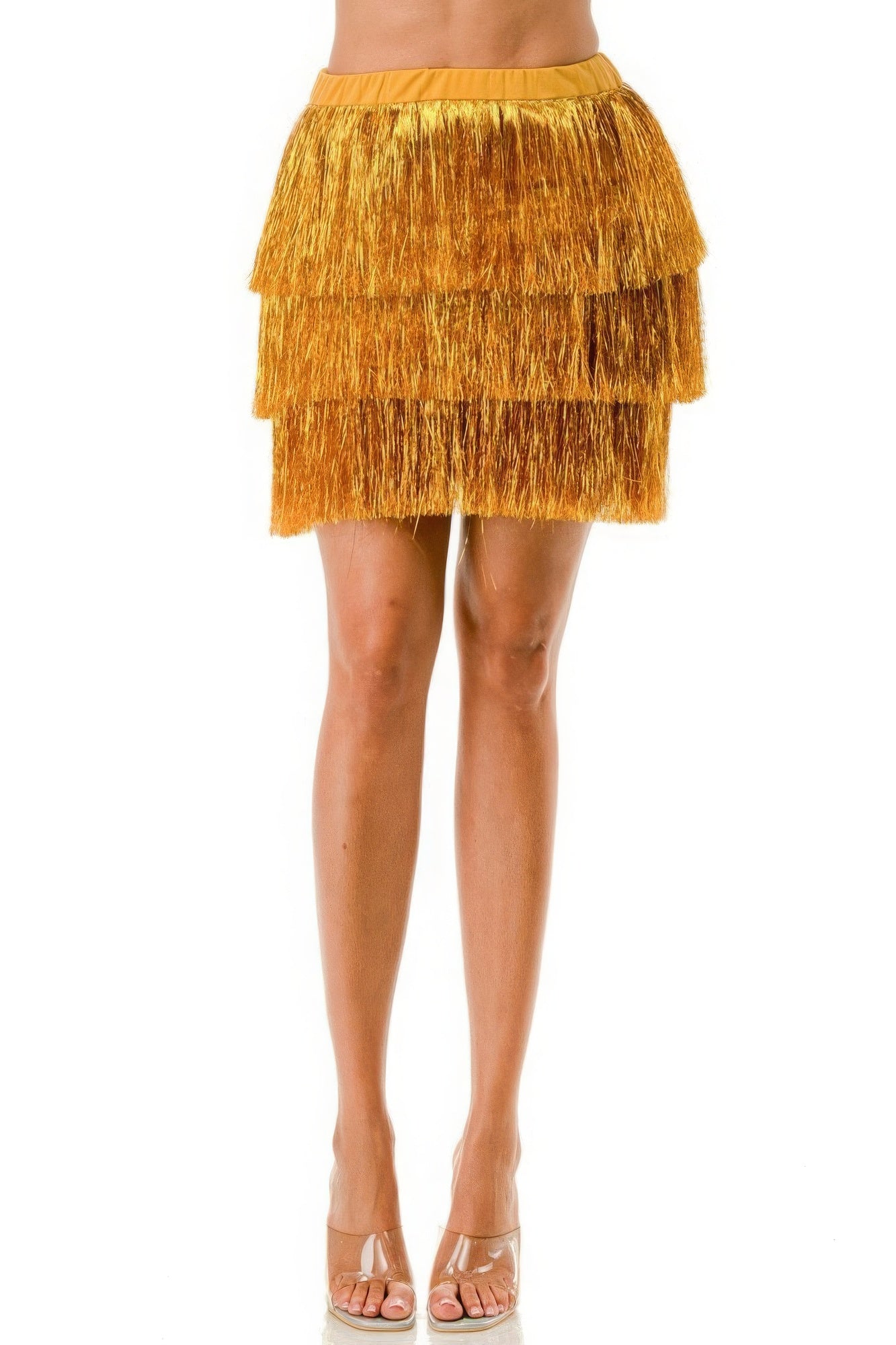 Fringe Metallic Skirt-58393.S-Select Size: S-Love It Clothing