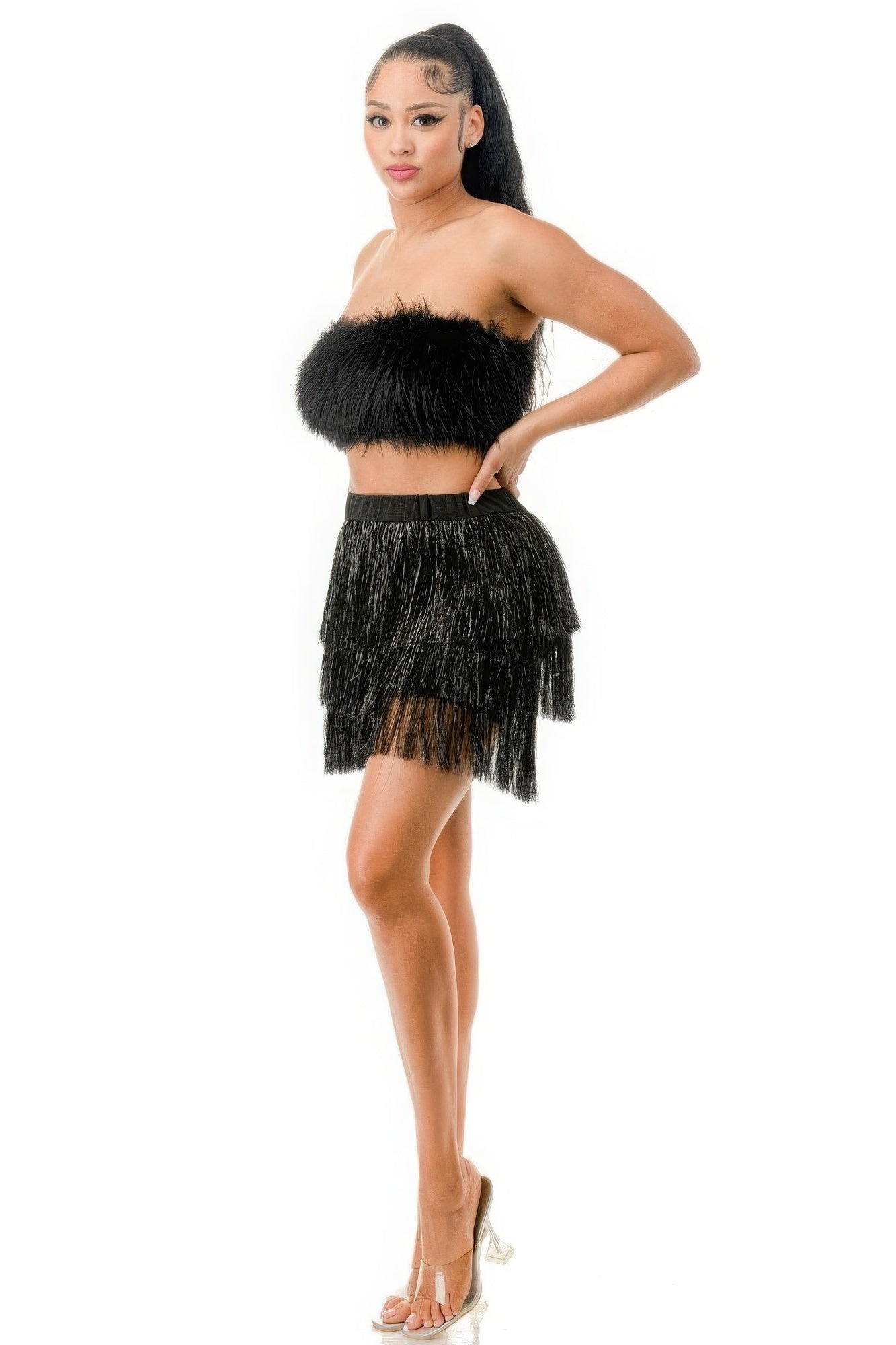 Fringe Metallic Skirt-58393c.S-Select Size: S, M, L-Love It Clothing