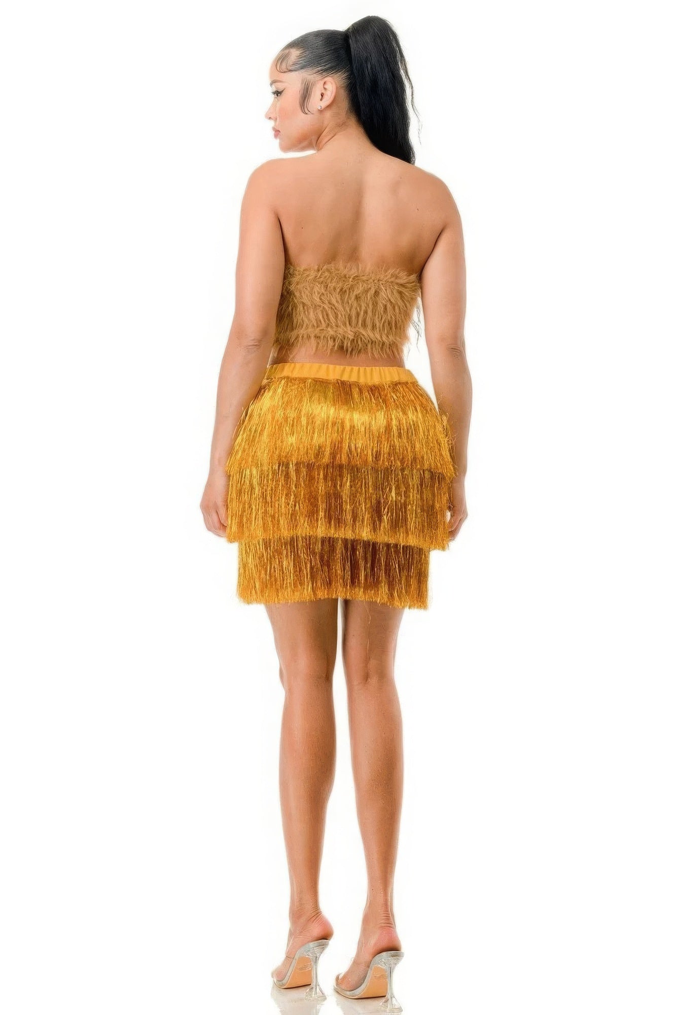 Fringe Metallic Skirt-58393c.S-Select Size: S, M, L-Love It Clothing