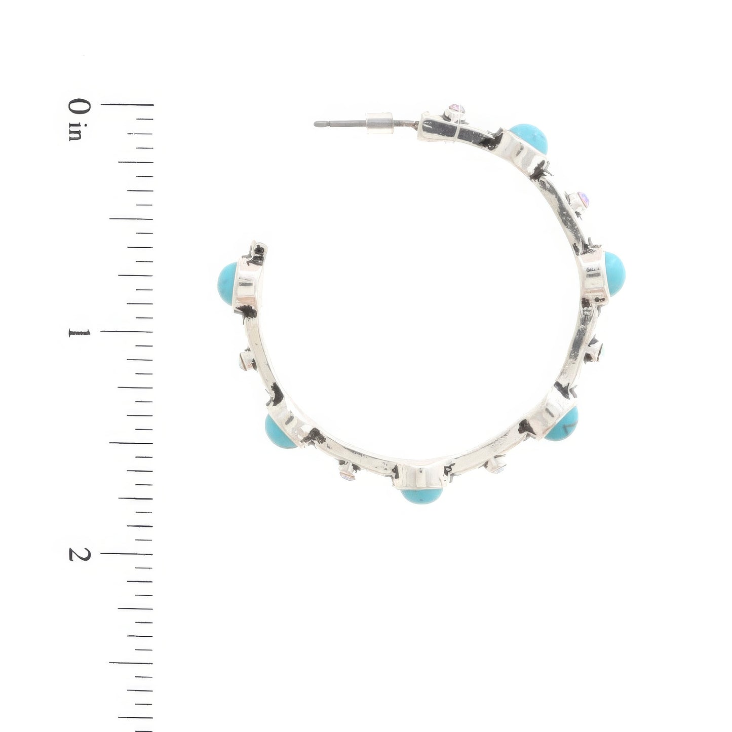 Western Turquoise Bead Open Hoop Earring-58396.SBTQ--Love It Clothing