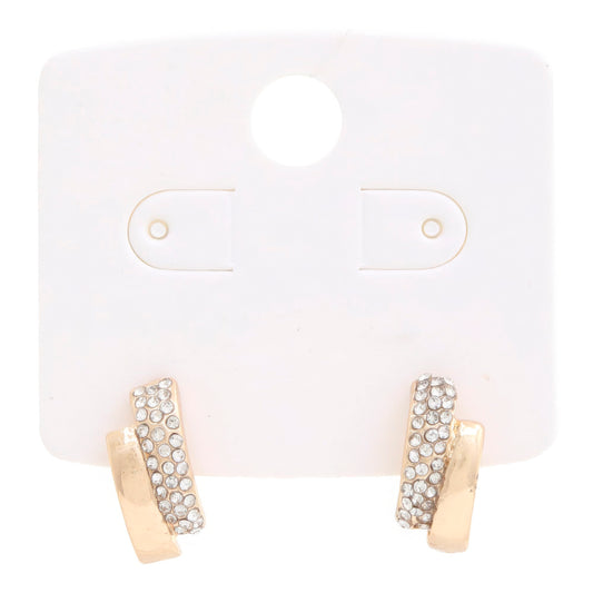 Rhinestone Metal Bar Earring-58398.GDCL--Love It Clothing