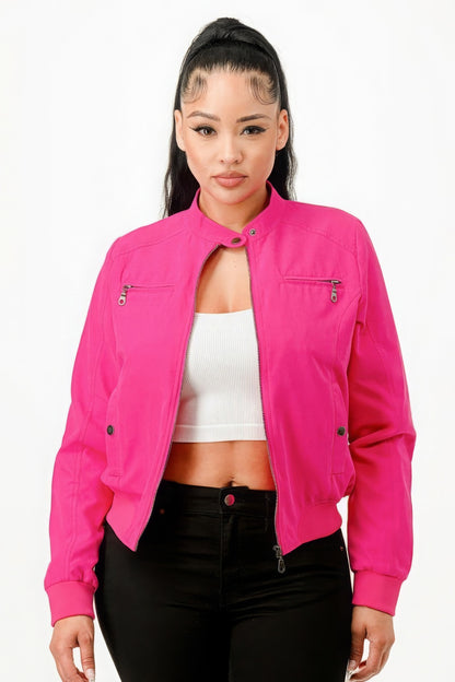 Casual Zip Up Biker Moto Jacket-58415a.S-Select Size: S-Love It Clothing