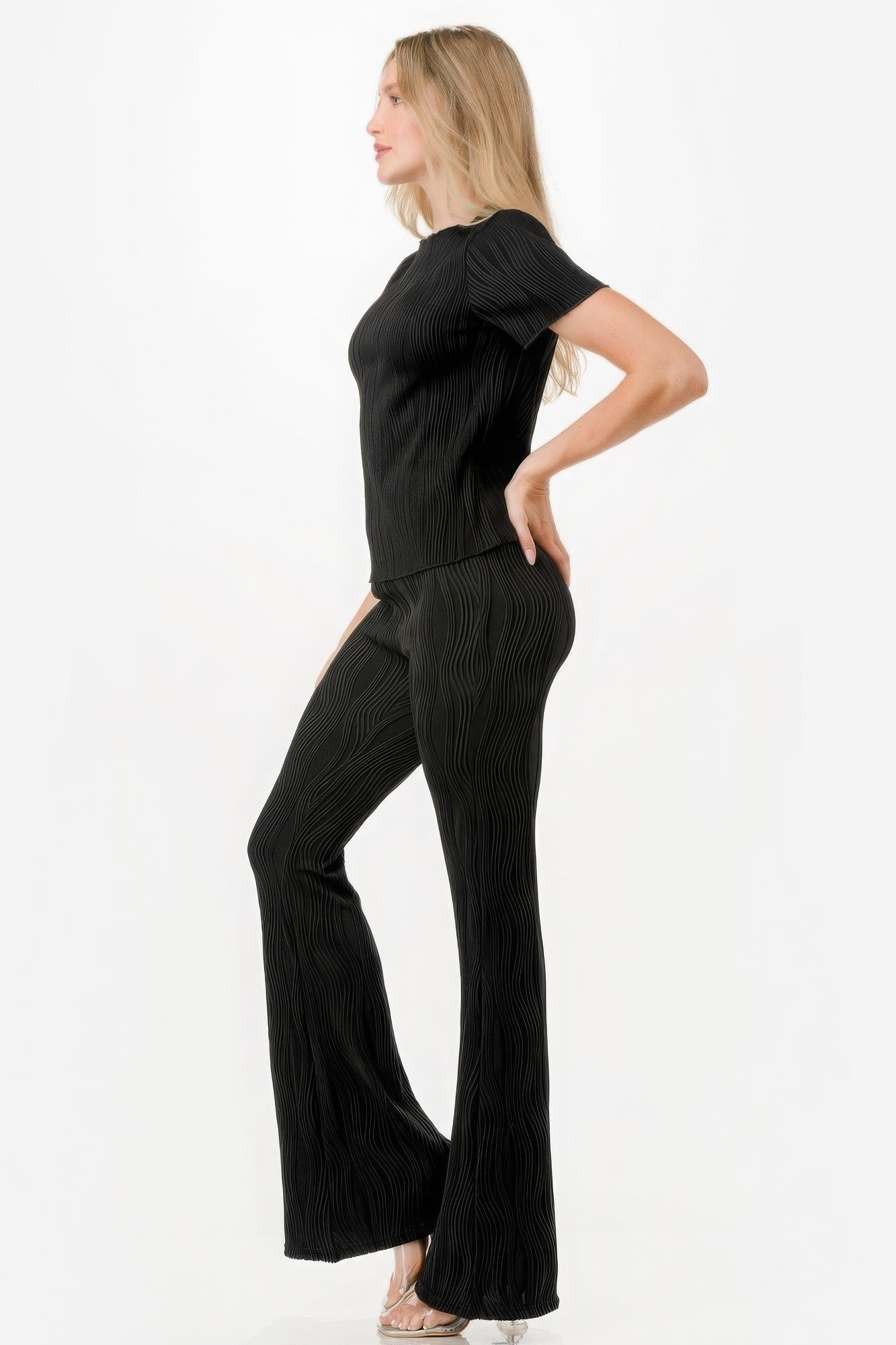 Pretty Pleated Flare Pants Set-58416a.S--Love It Clothing