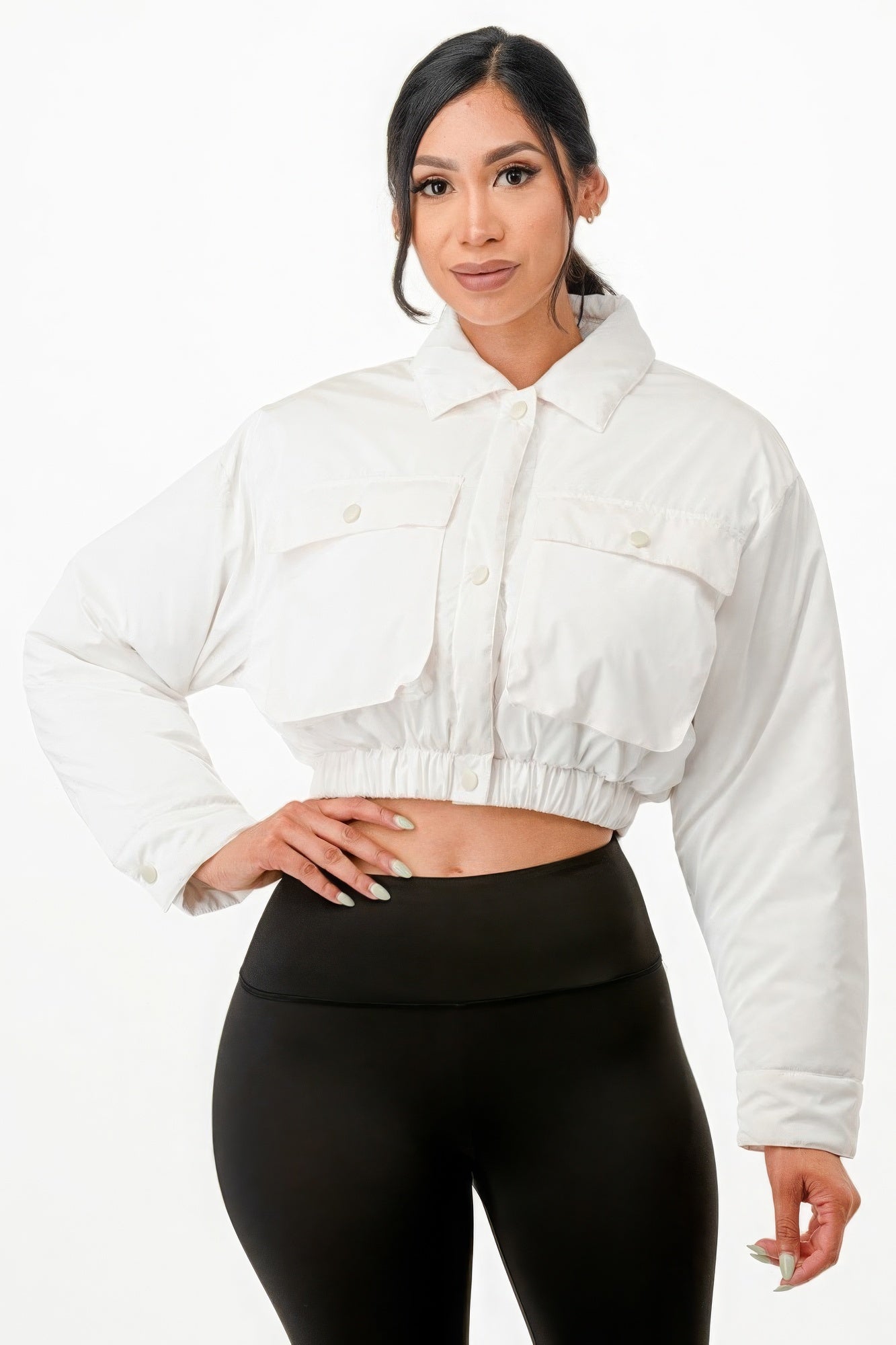 Shiny Puffer Bomber Jacket-58417d.S-Select Size: S, M, L, XL-Love It Clothing