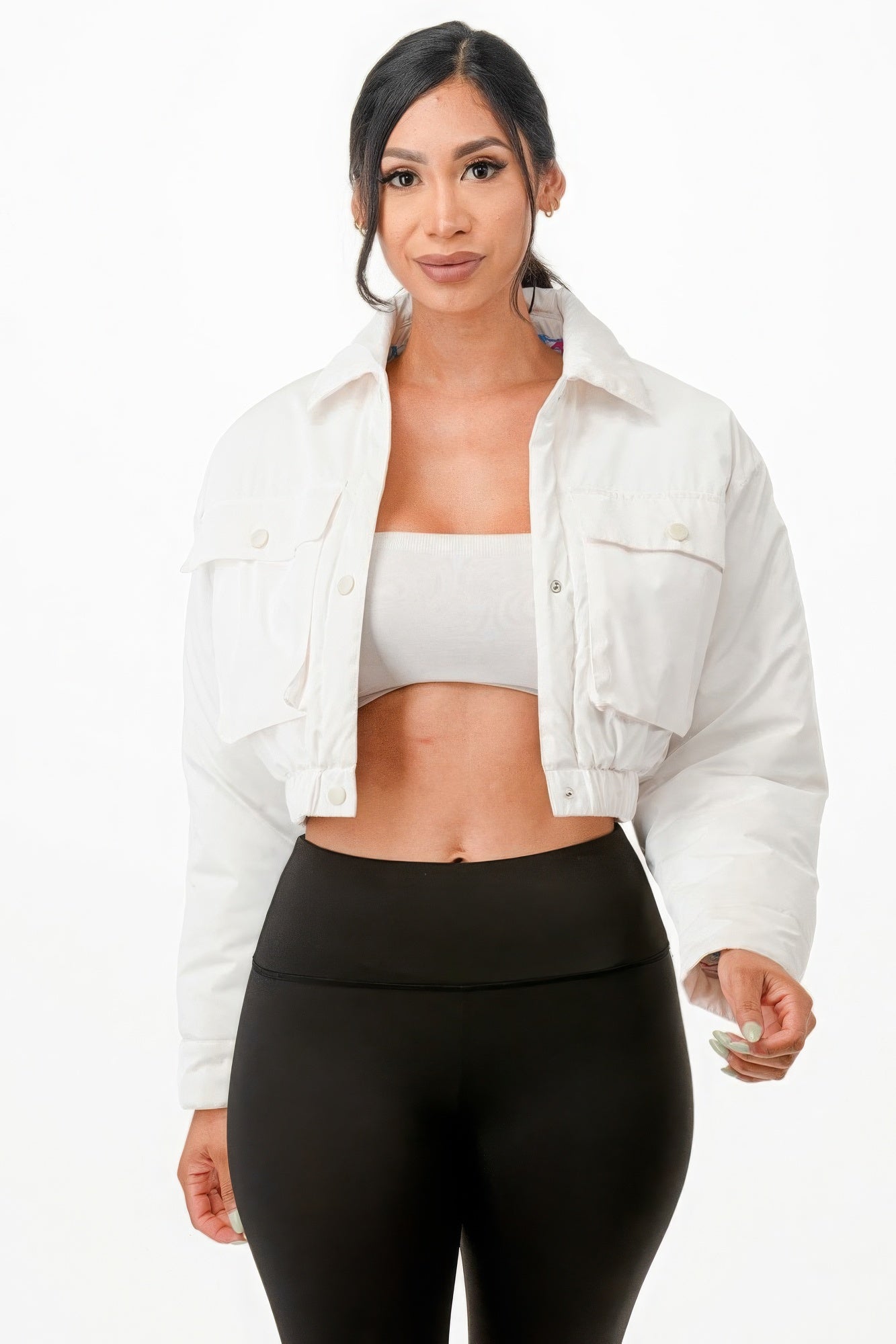 Shiny Puffer Bomber Jacket-58417d.S-Select Size: S, M, L, XL-Love It Clothing