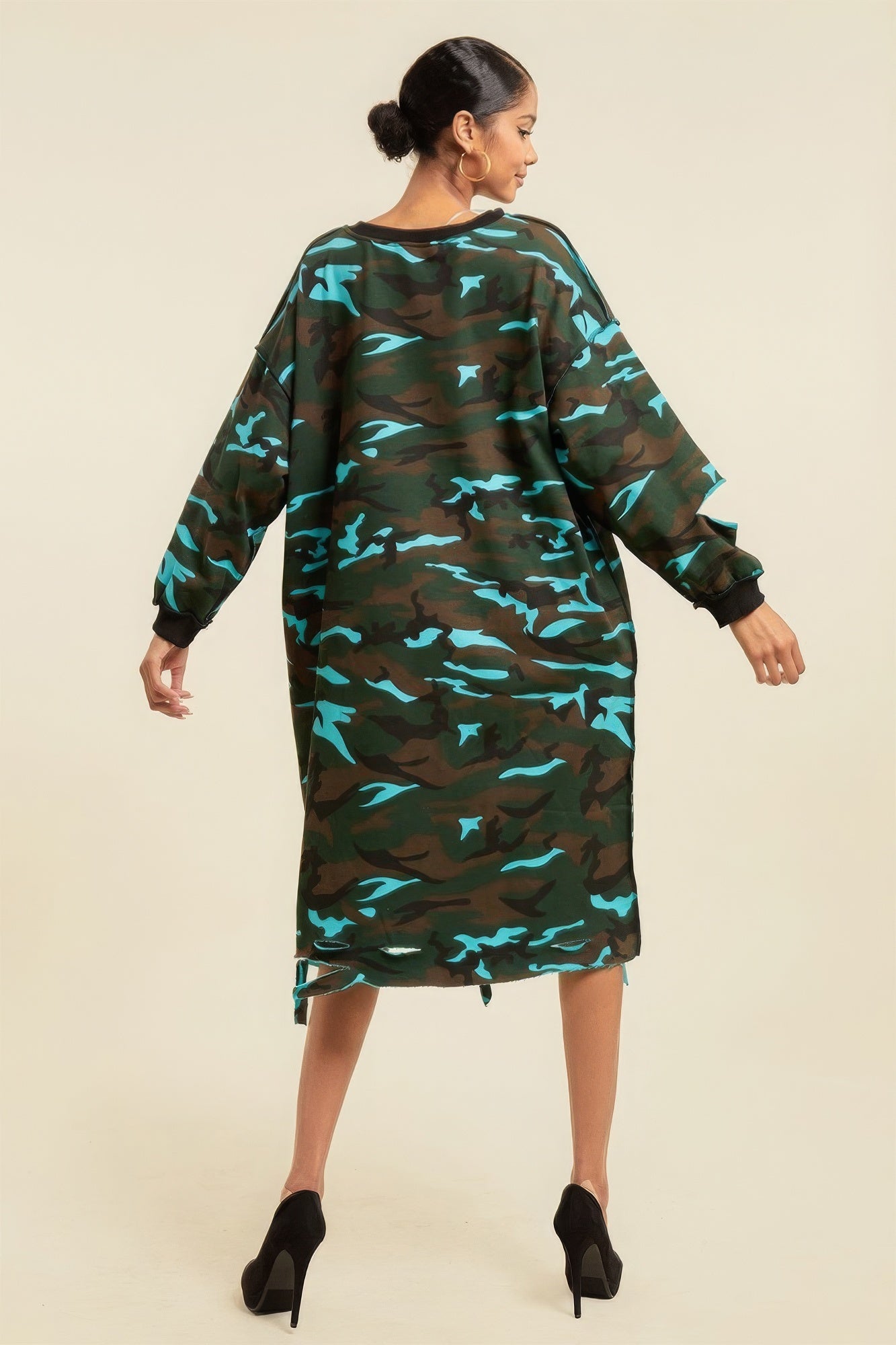 Camouflage Printed Midi Dress With Rings-58422.S--Love It Clothing