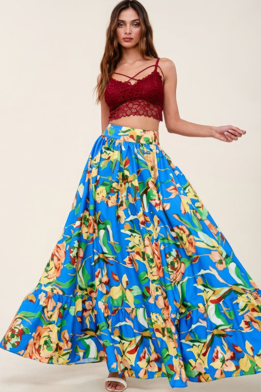 Printed Maxi Skirt With Pockets-58424.S--Love It Clothing