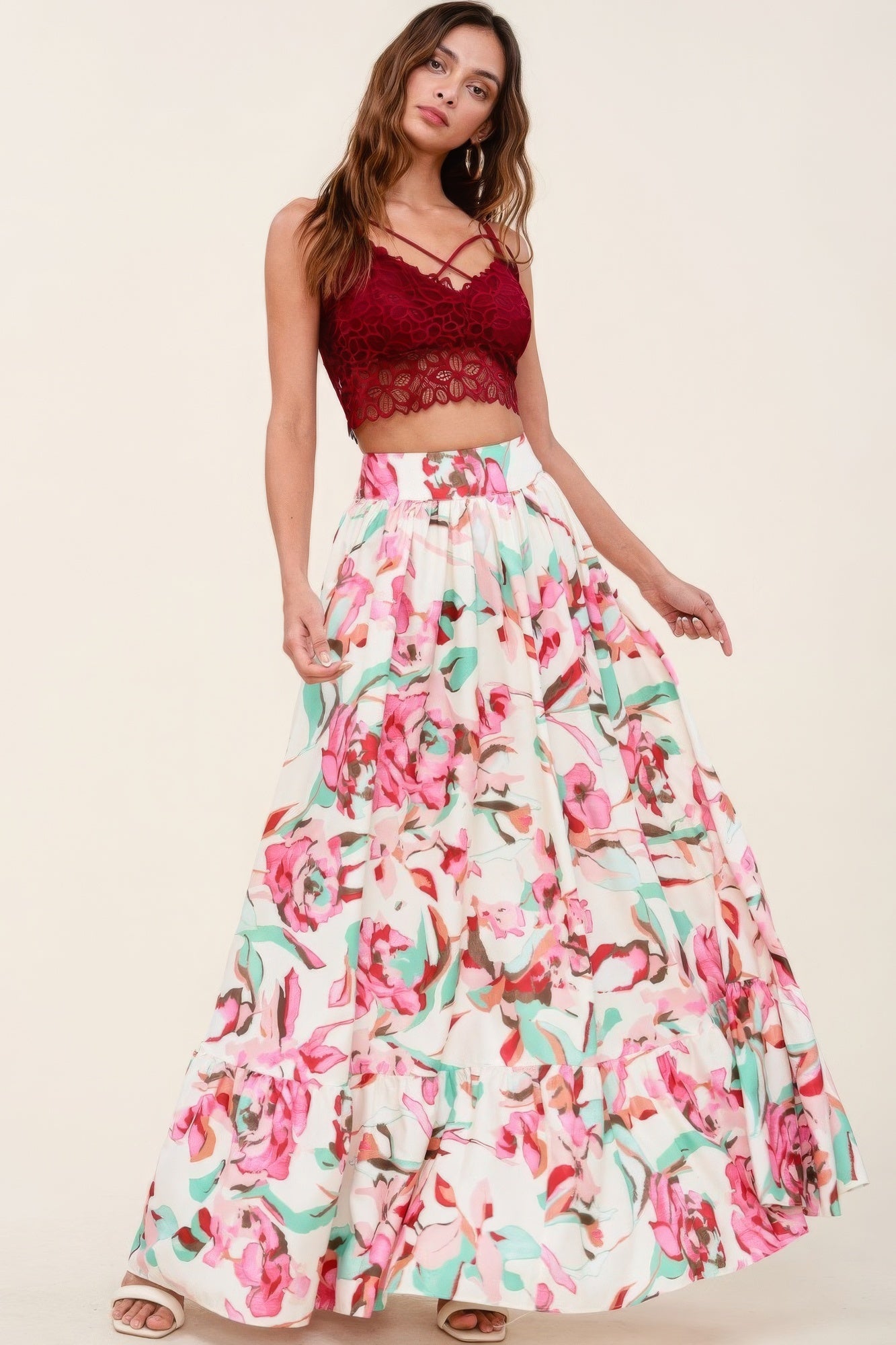 Printed Maxi Skirt With Pockets-58424a.S--Love It Clothing