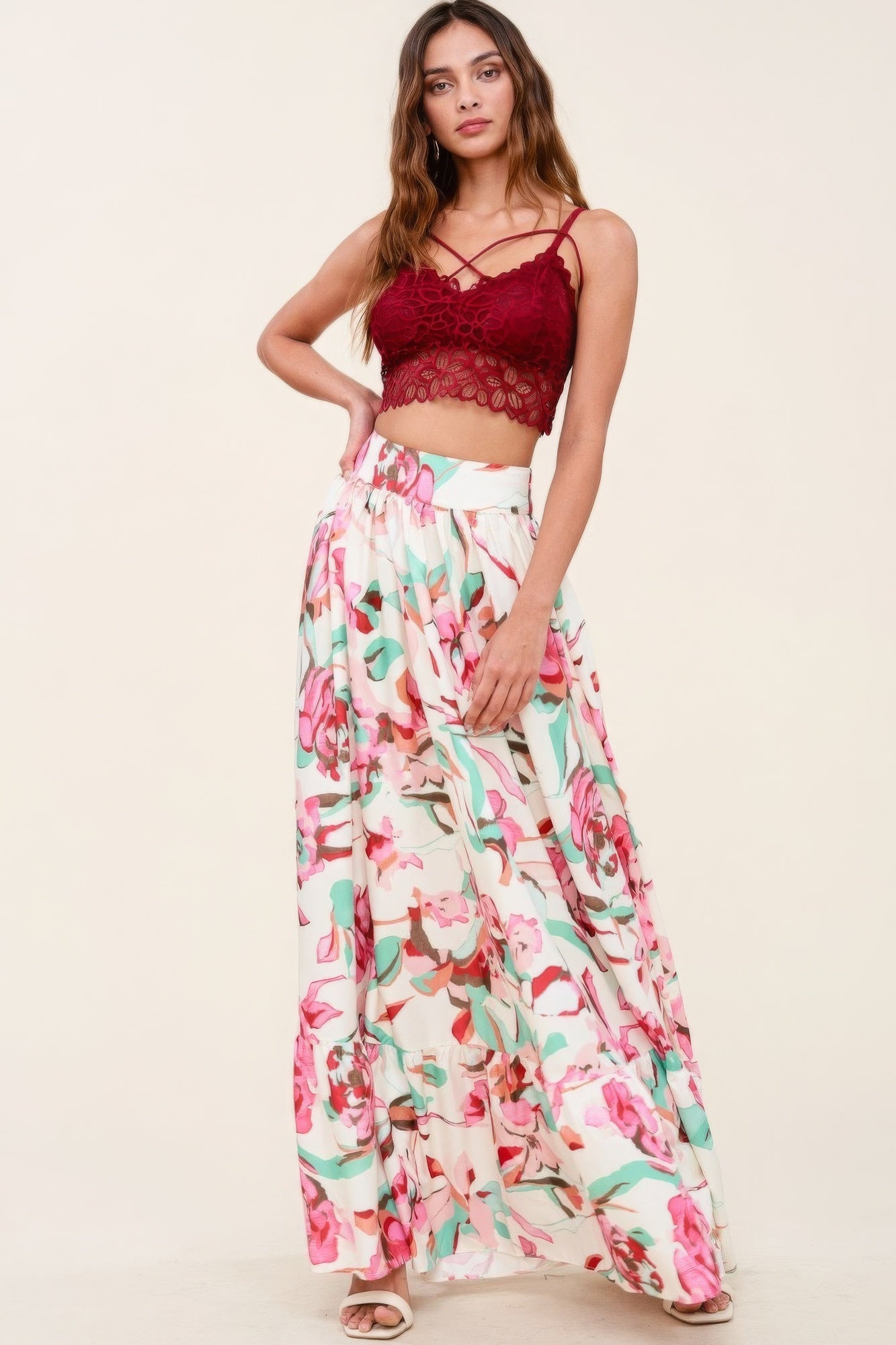 Printed Maxi Skirt With Pockets-58424a.S--Love It Clothing