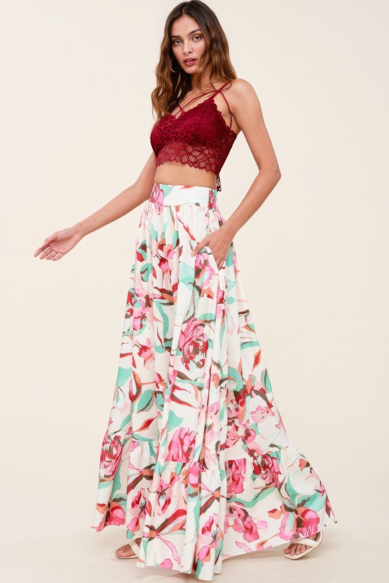 Printed Maxi Skirt With Pockets-58424a.S--Love It Clothing