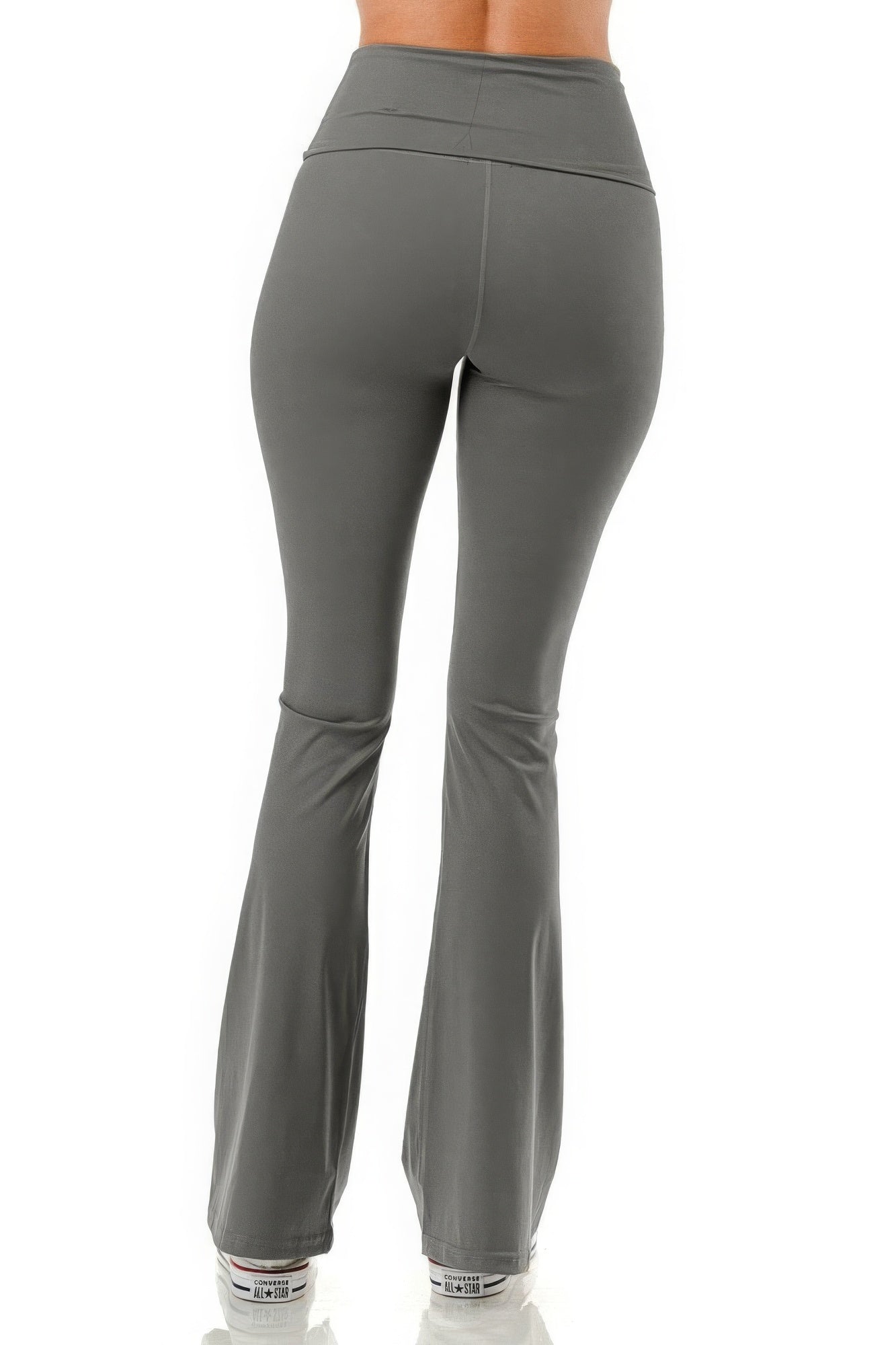 Folded High Waist Smooth Flare Yoga Pants-58426.S--Love It Clothing