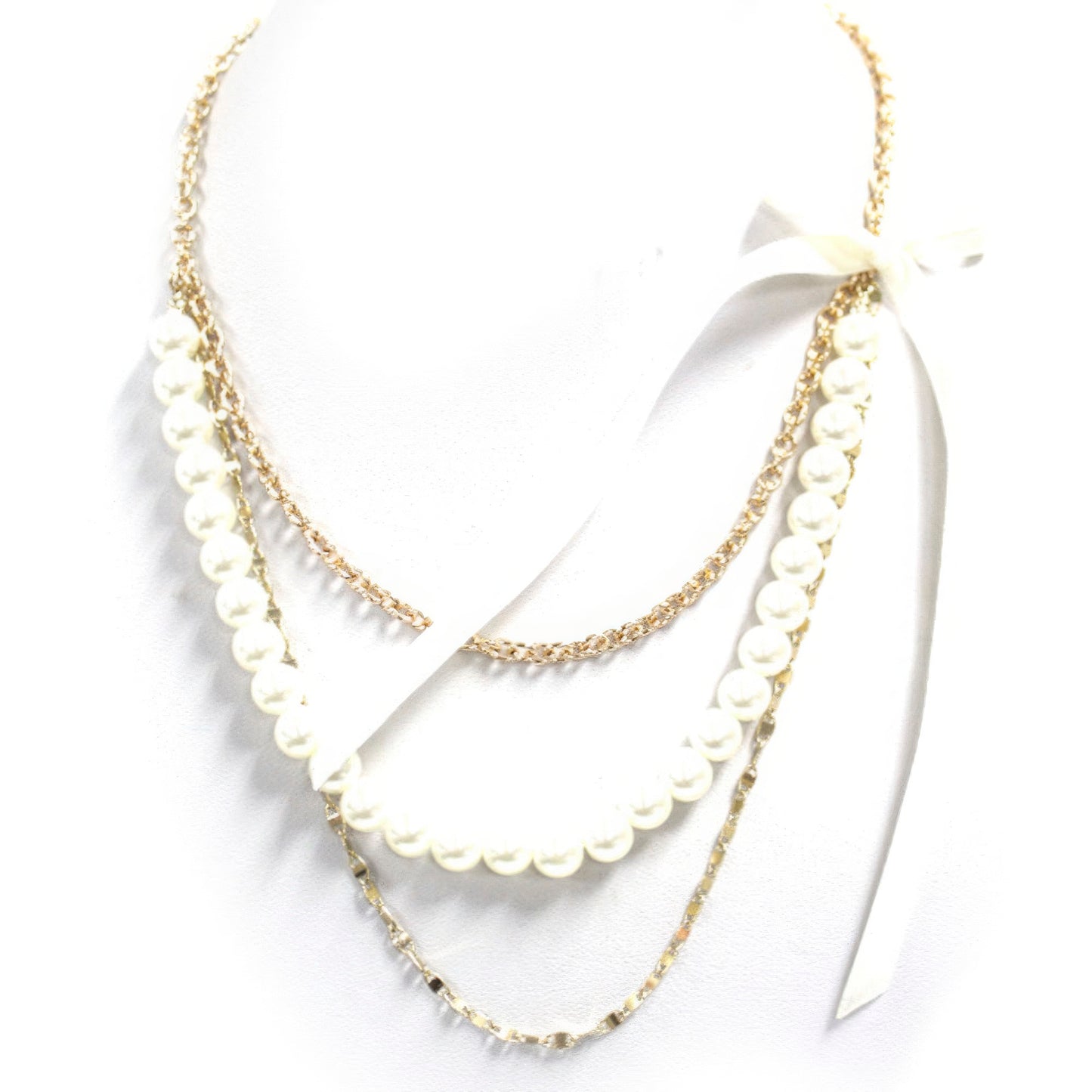 Pearl Layered Ribbon Long Necklace-58432.GDIV--Love It Clothing