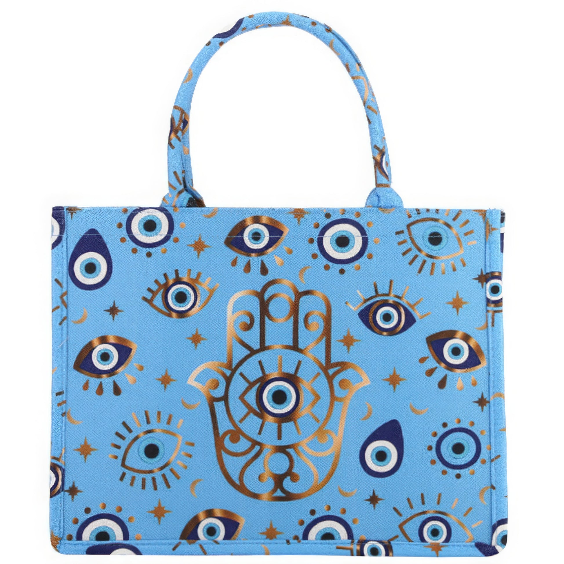 Evil Eye Hamsa Print Tote Bag-58438.BL--Love It Clothing