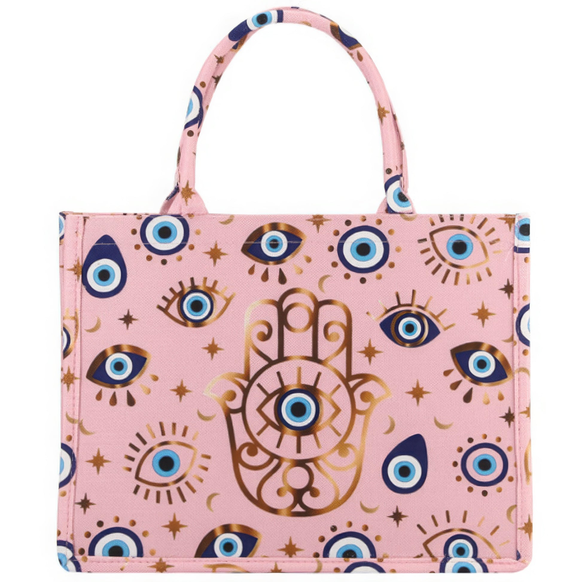 Evil Eye Hamsa Print Tote Bag-58438.BL--Love It Clothing