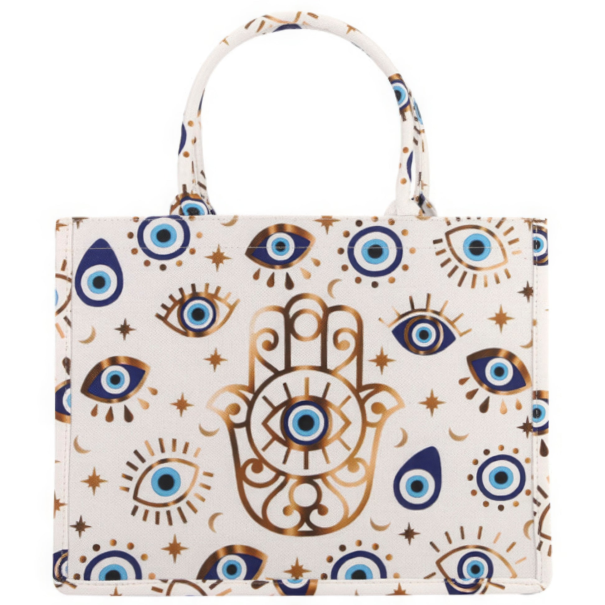 Evil Eye Hamsa Print Tote Bag-58438.BL--Love It Clothing