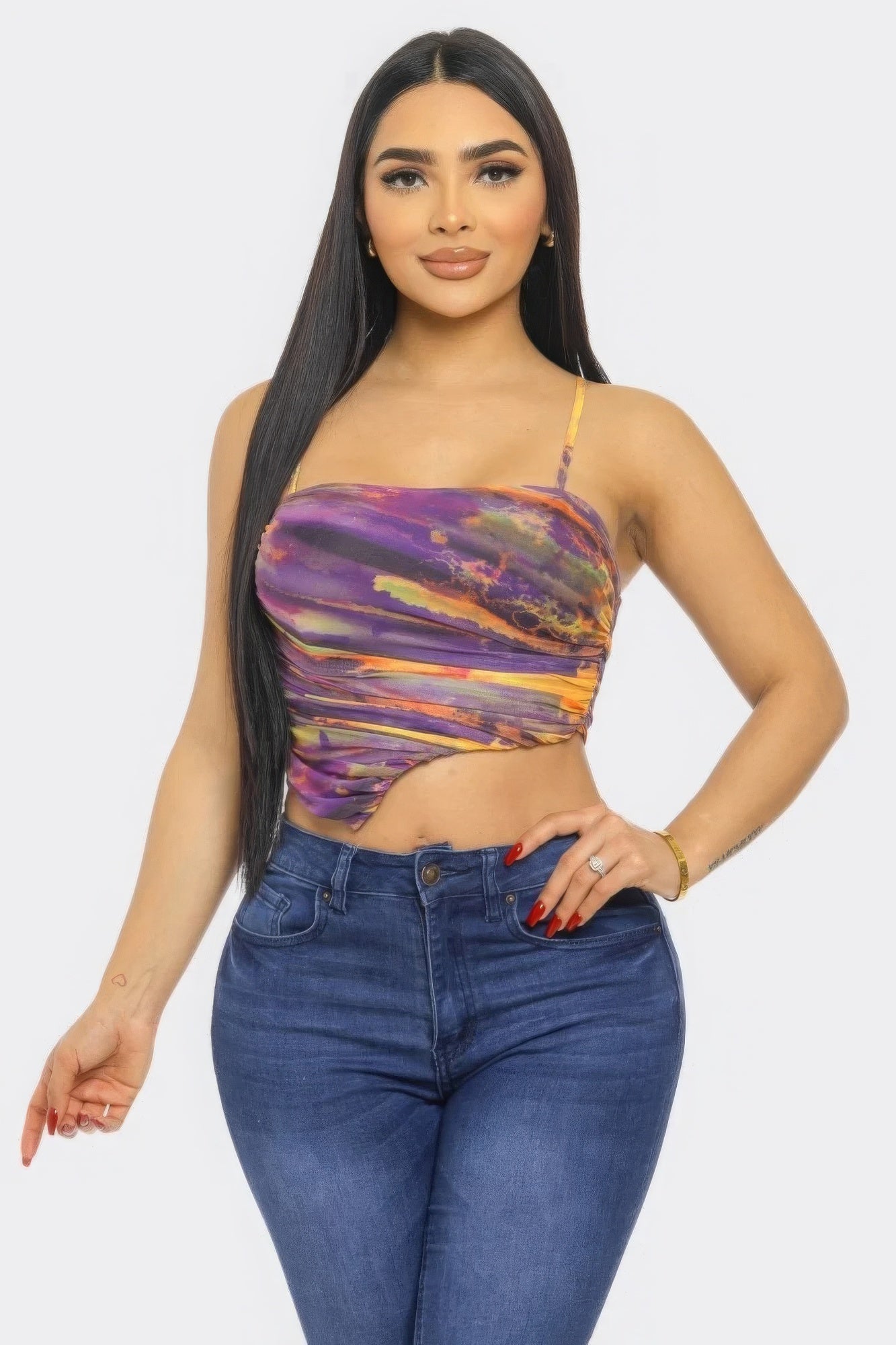 Mesh Print Top-58440b.S-Select Size: S, M, L-Love It Clothing