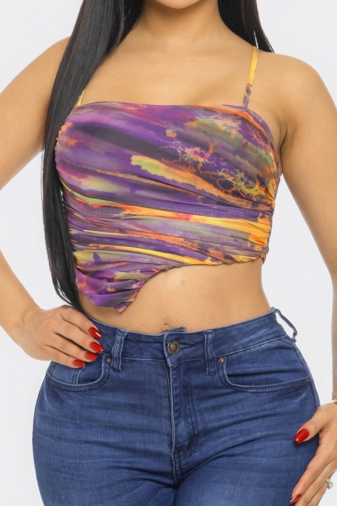 Mesh Print Top-58440a.S-Select Size: S-Love It Clothing