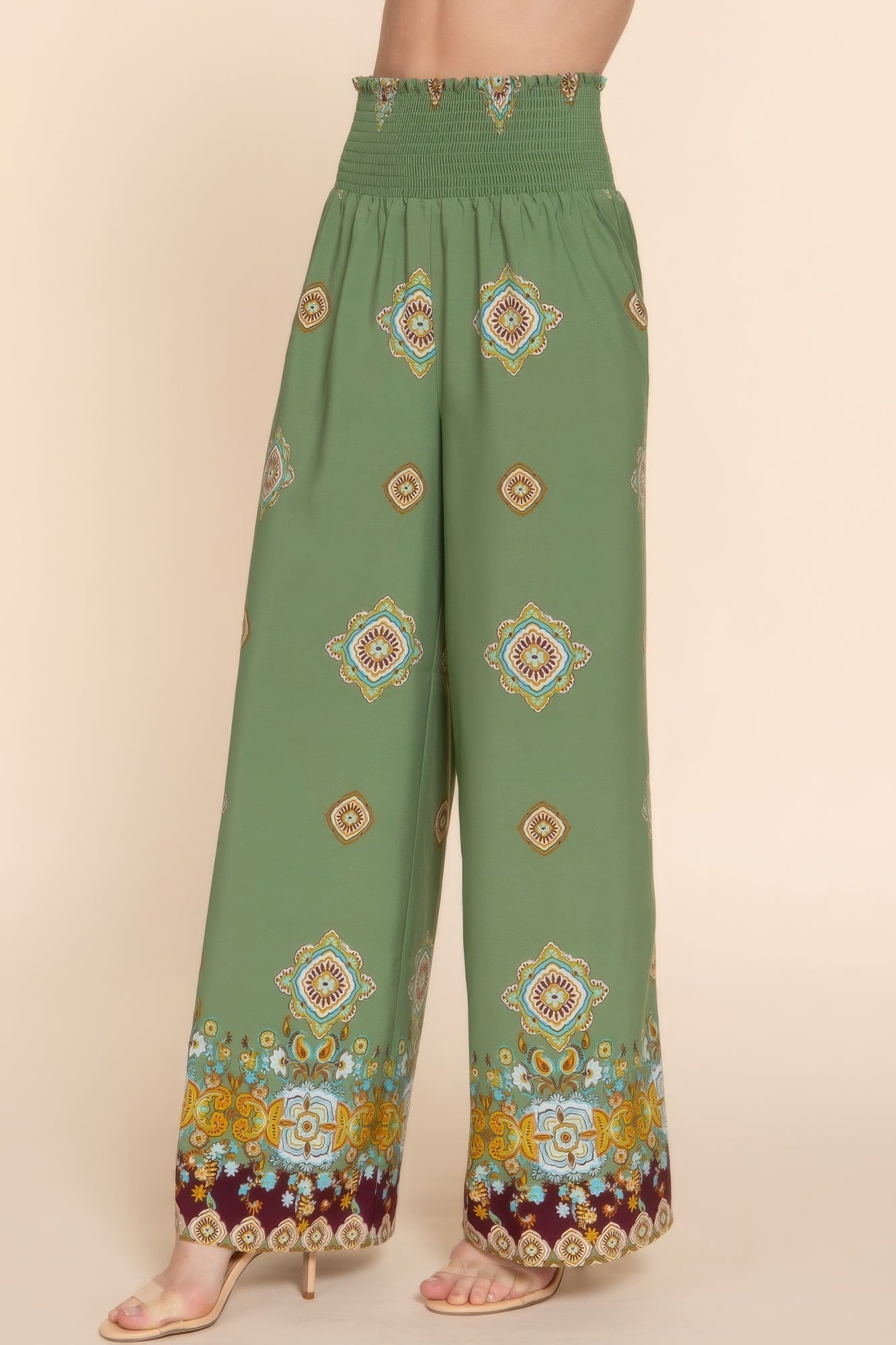 Wide Leg Border Print Woven Pants-58445.S-Select Size: S, M, L, XL-Love It Clothing