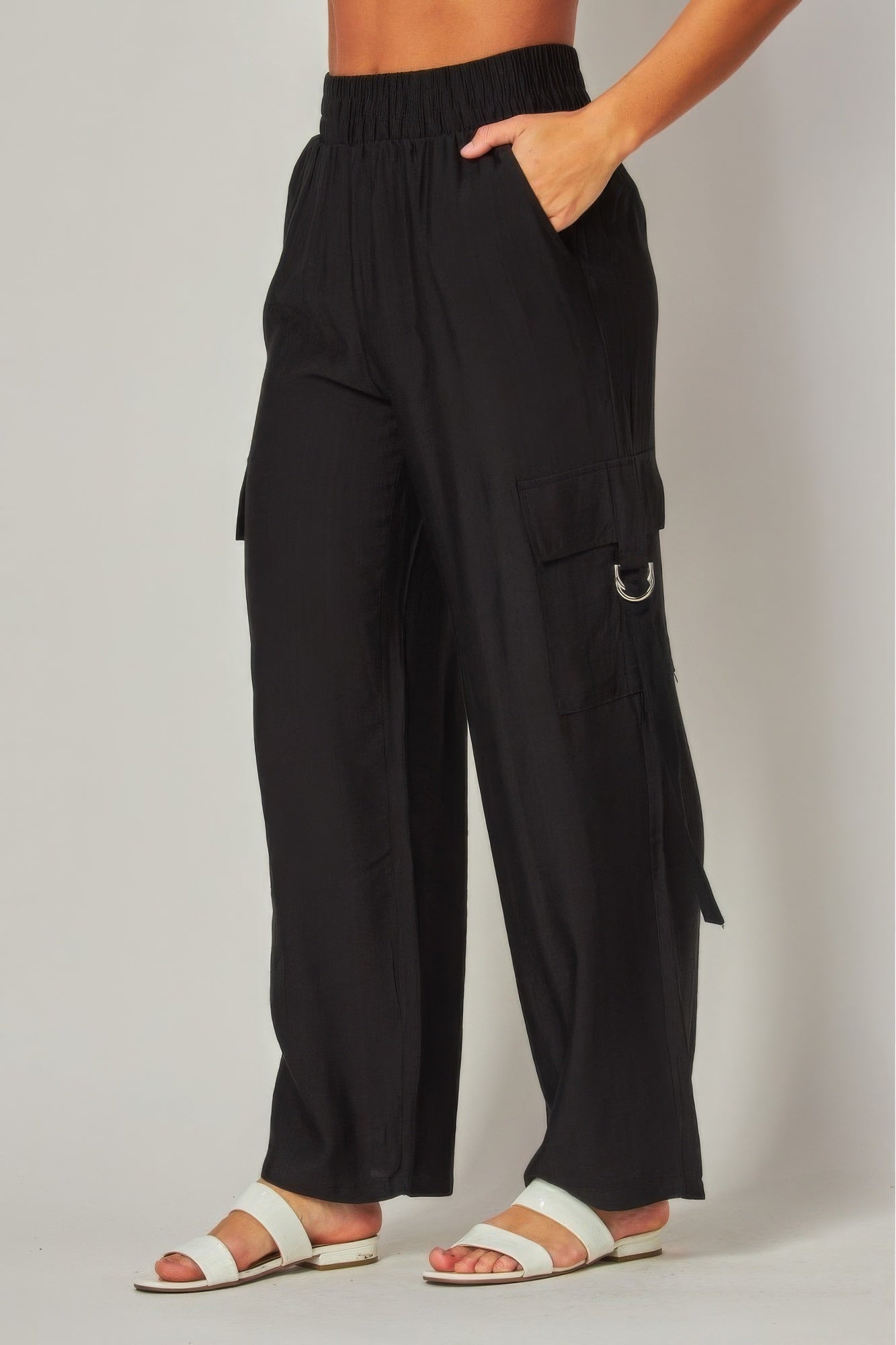 Linen Wide Leg Cargo Pants-58446b.S-Select Size: S-Love It Clothing