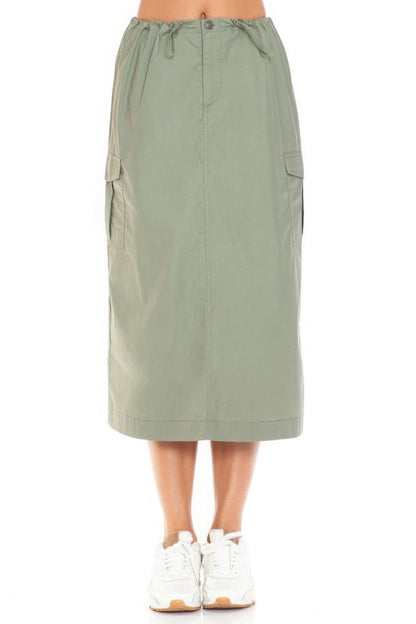 Cargo Skirt With Drawstring Midi Skirt-58447b.S-Select Size: S-Love It Clothing