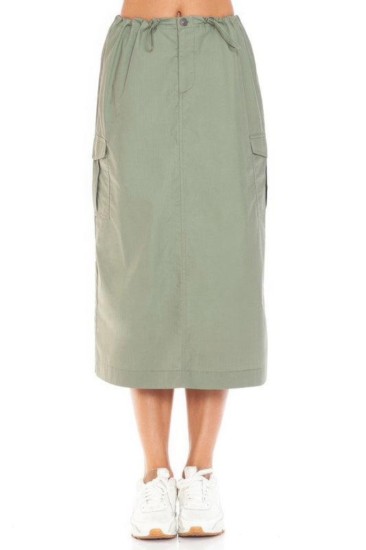 Cargo Skirt With Drawstring Midi Skirt-58447b.S-Select Size: S-Love It Clothing