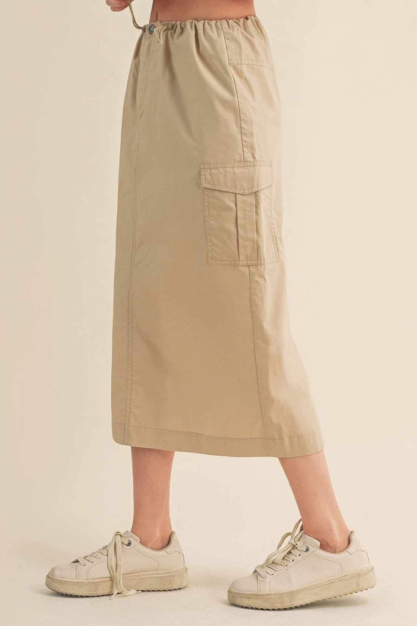 Cargo Skirt With Drawstring Midi Skirt-58447b.S-Select Size: S, M, L-Love It Clothing