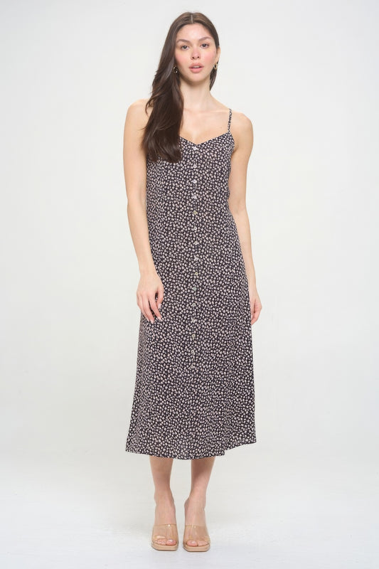 Floral Button Down Tied Back Maxi Dress-58455.S--Love It Clothing