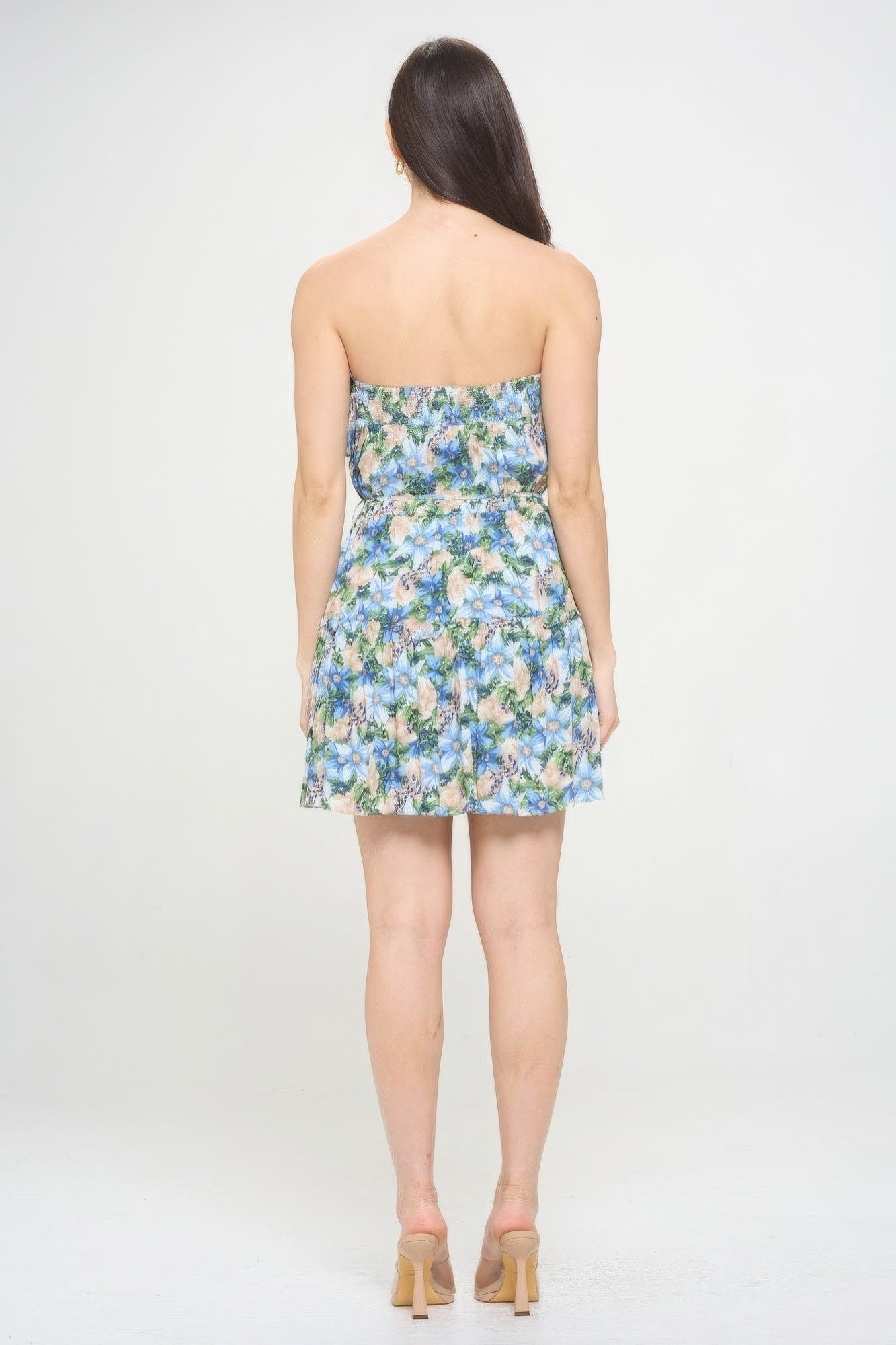 Berry Flower Ruffle Tube Top Mini Dress-58459.S--Love It Clothing