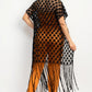 Crocheted Open-front Fringe Kimono