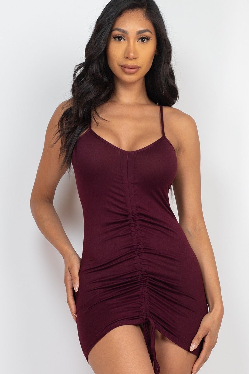 Adjustable Ruched Front Detail Mini Dress-57618e.S-Select Size: S-Love It Clothing