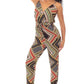 Boarder Print Wrap Drawstring Waist Jumpsuit - Love It Clothing