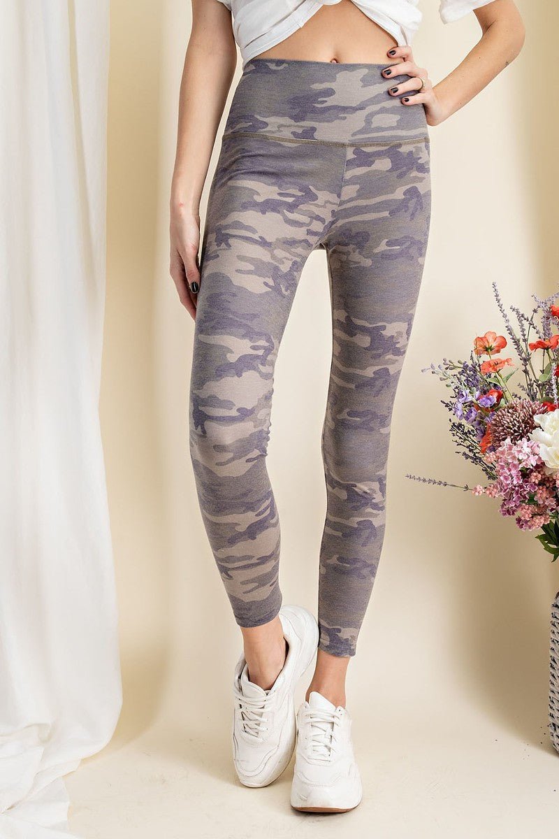 Camouflage Printed Rayon Spandex Leggings-56677.S-Color: Olive-Love It Clothing