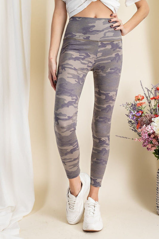 Camouflage Printed Rayon Spandex Leggings-56677.S-Color: Olive-Love It Clothing