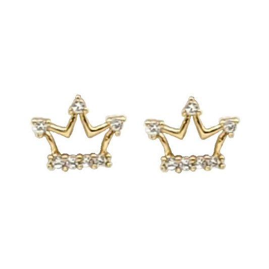 Crown Crystal Stud Earring-57727.GL--Love It Clothing