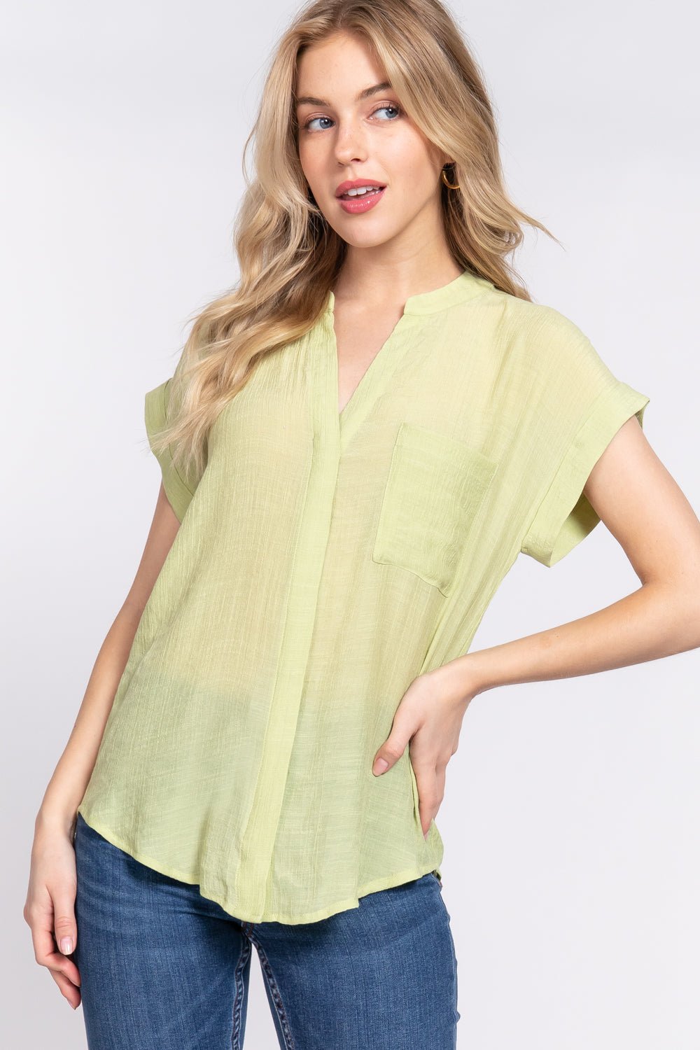 Dolman Slv Button Down Woven Top-57706b.S--Love It Clothing