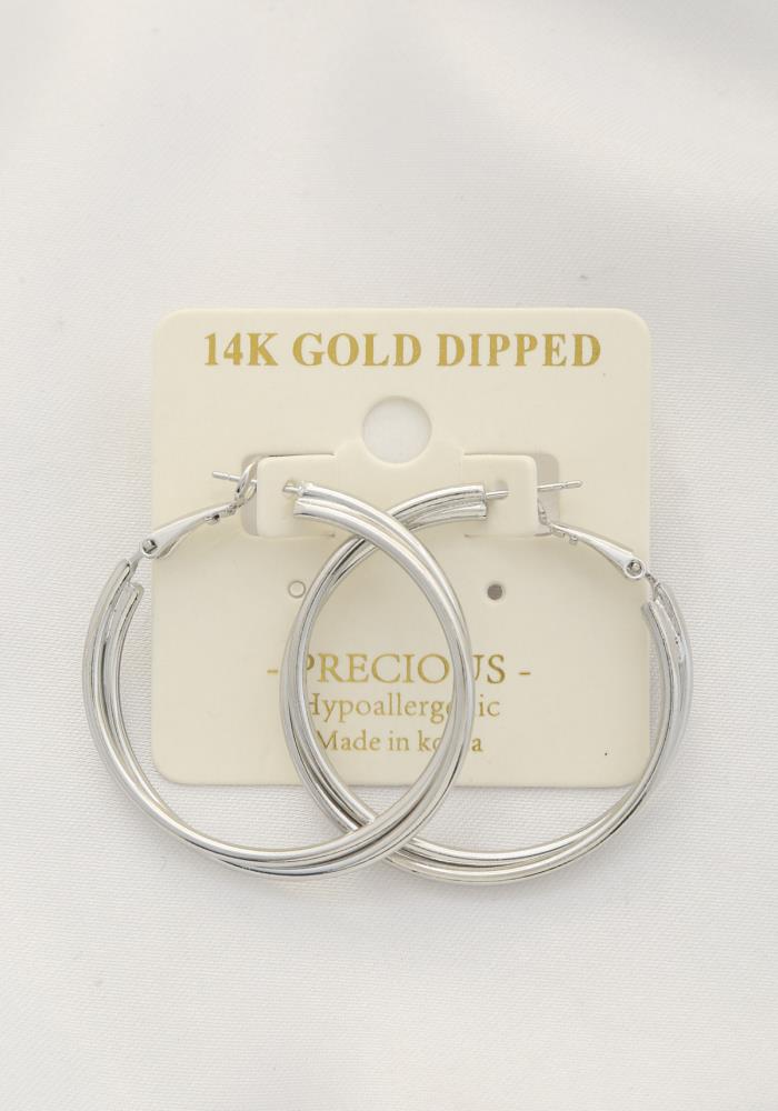 Double Hoop 14k Gold Dipped Earring-57502.PG--Love It Clothing