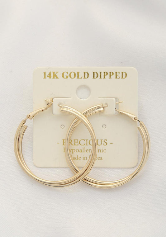 Double Hoop 14k Gold Dipped Earring-57502.PG--Love It Clothing