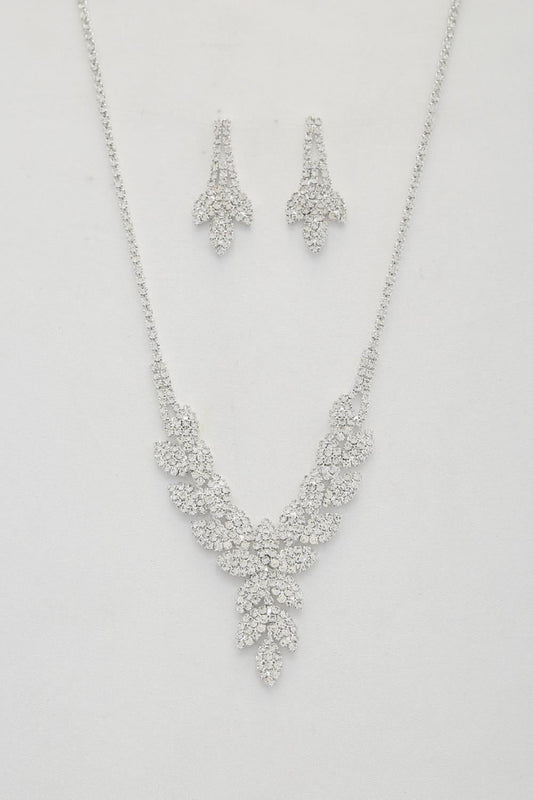 Leaf Pattern Crystal Necklace-57574.SCRY--Love It Clothing