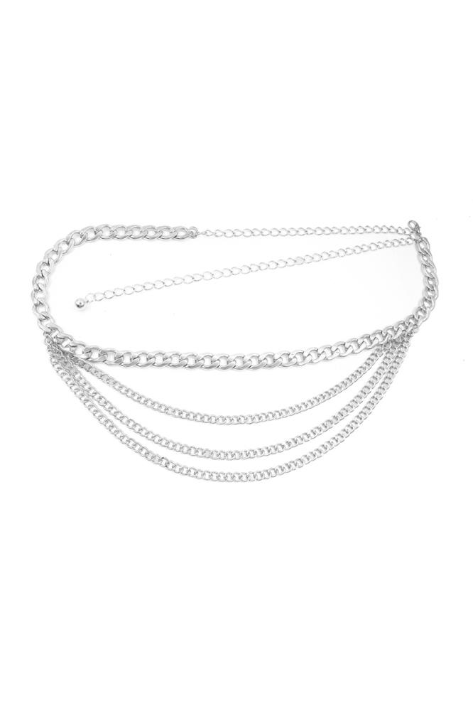 Metal Multi Chain Layered Bally Chain Belt-57666.GD--Love It Clothing