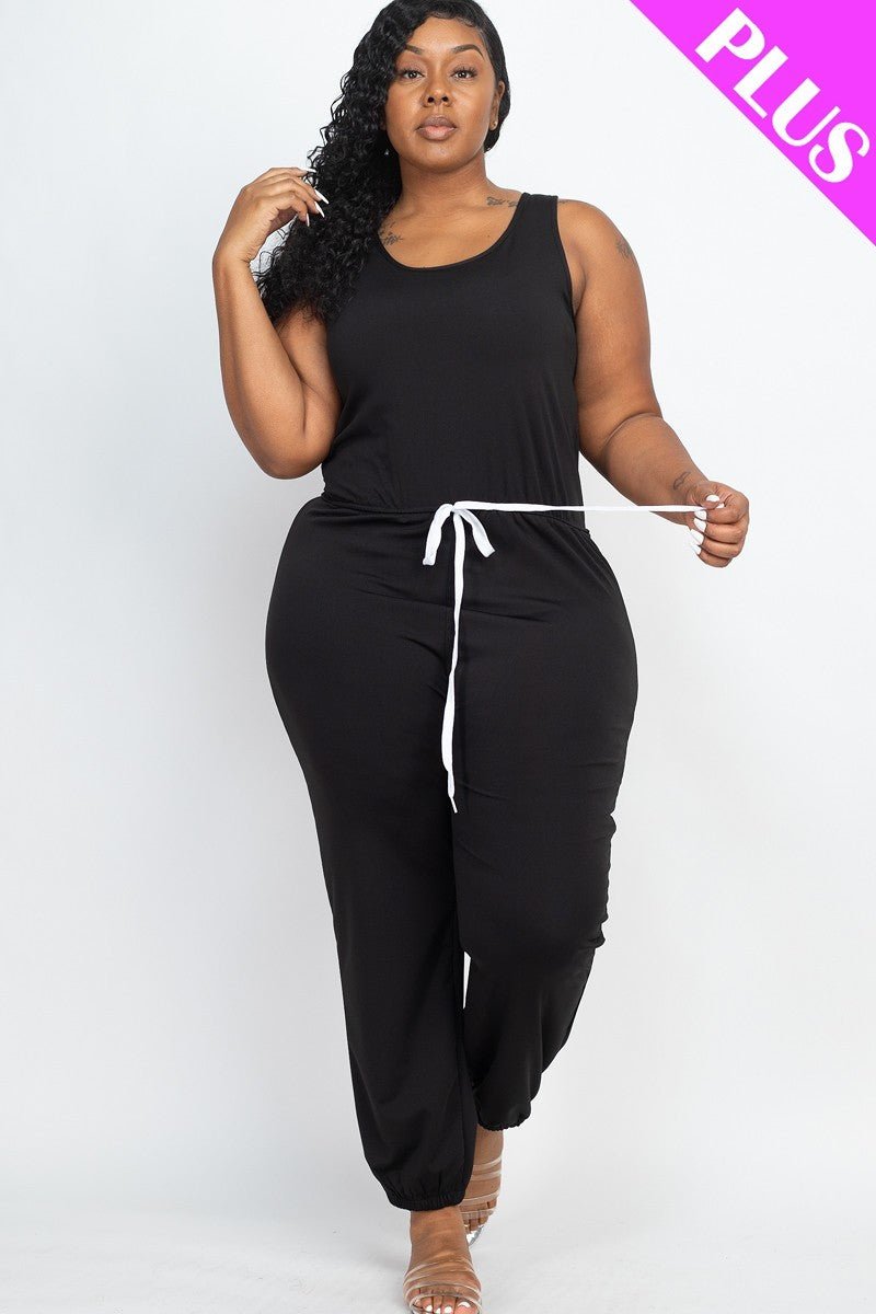 Plus Elasticized Waist Jogger Jumpsuit-57452d.1XL-Select Size: 1XL-Love It Clothing