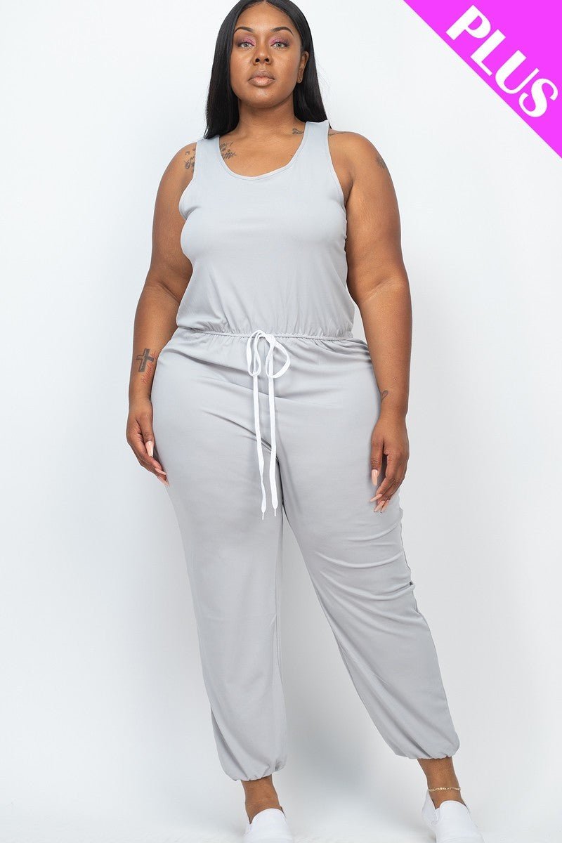 Plus Elasticized Waist Jogger Jumpsuit-57452.1XL-Select Size: 1XL-Love It Clothing