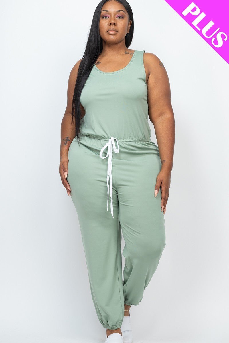 Plus Elasticized Waist Jogger Jumpsuit-57452e.1XL-Select Size: 1XL-Love It Clothing