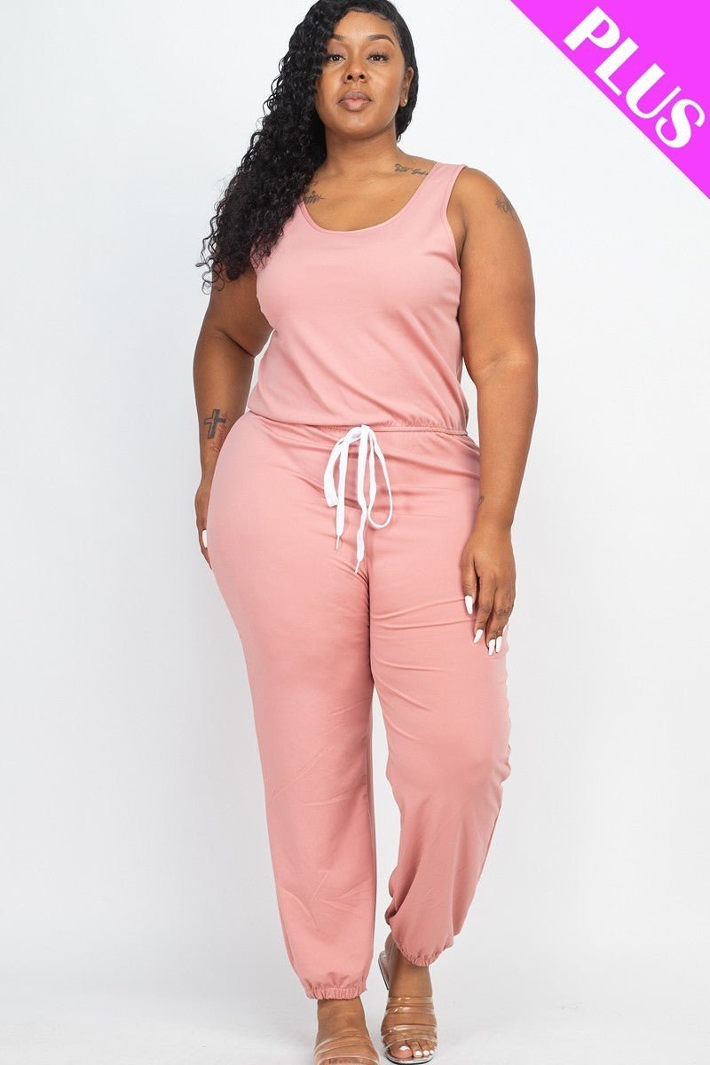 Plus Elasticized Waist Jogger Jumpsuit-57452c.1XL-Select Size: 1XL-Love It Clothing